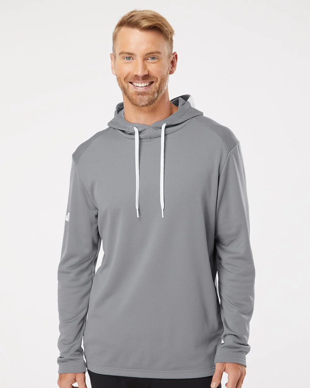 Adidas-A530-Textured Mixed Media Hooded Sweatshirt - Image 7