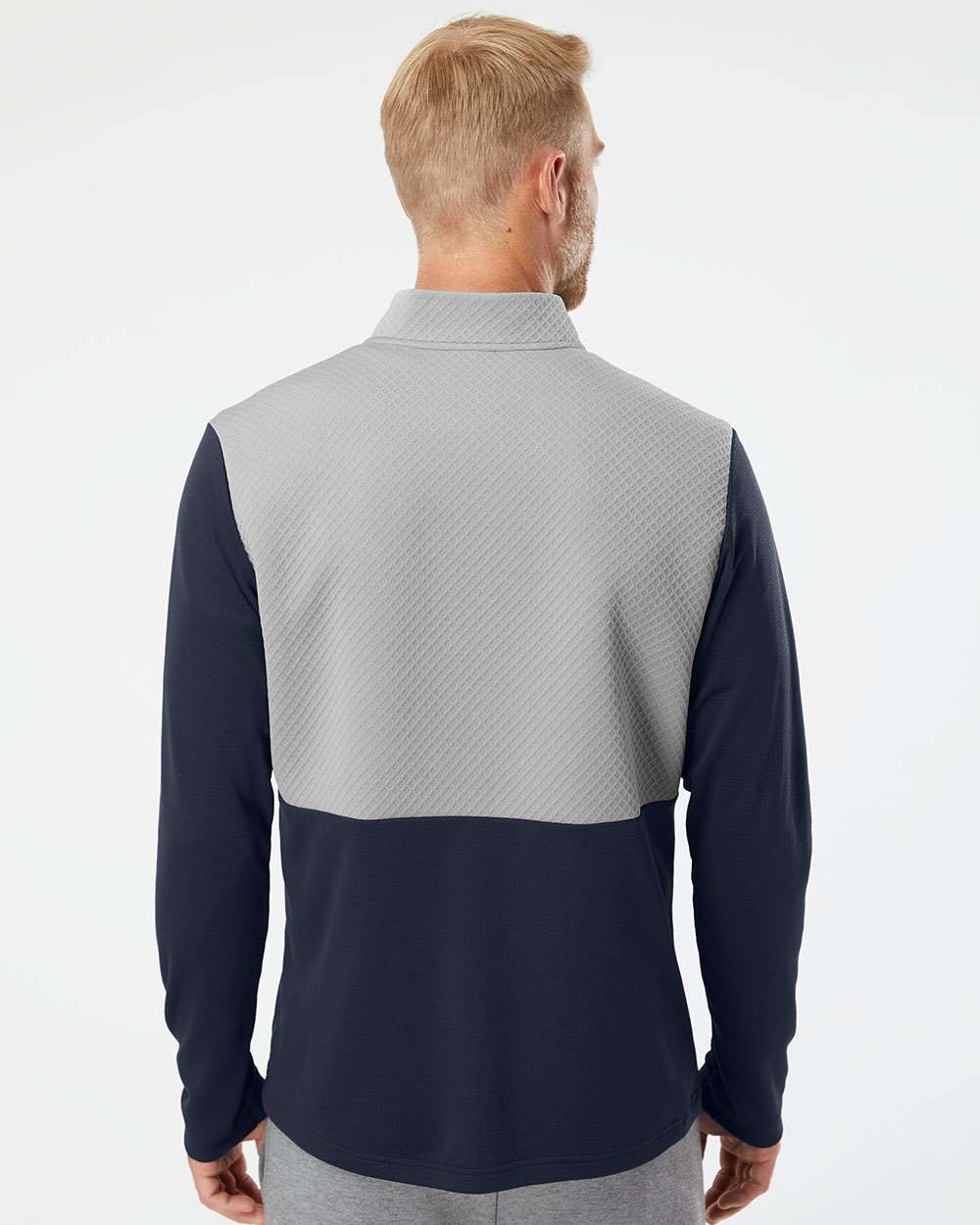 Adidas-A532-Textured Mixed Media Quarter-Zip Pullover - Image 13