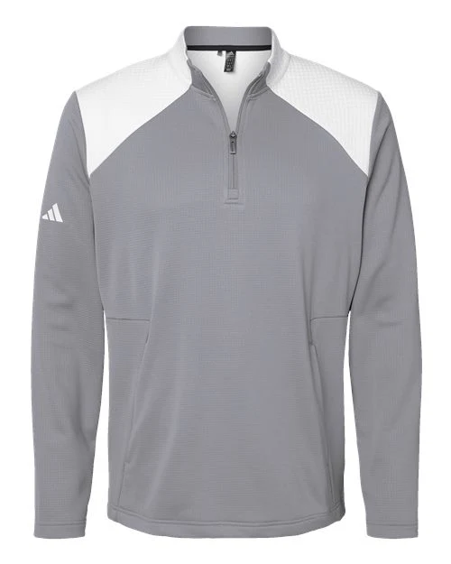Adidas-A532-Textured Mixed Media Quarter-Zip Pullover - Image 14