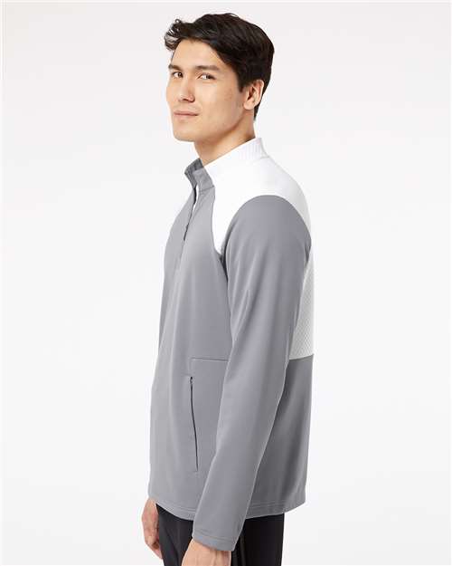 Adidas-A532-Textured Mixed Media Quarter-Zip Pullover - Image 17