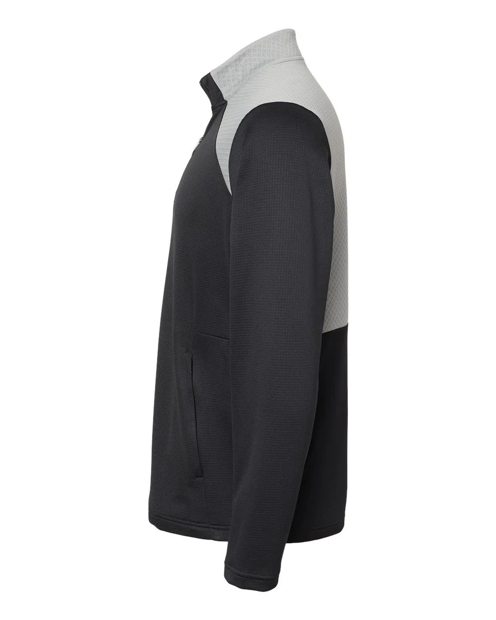 Adidas-A532-Textured Mixed Media Quarter-Zip Pullover - Image 3