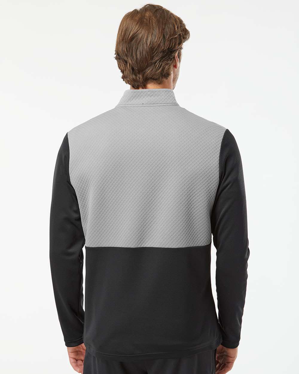 Adidas-A532-Textured Mixed Media Quarter-Zip Pullover - Image 6