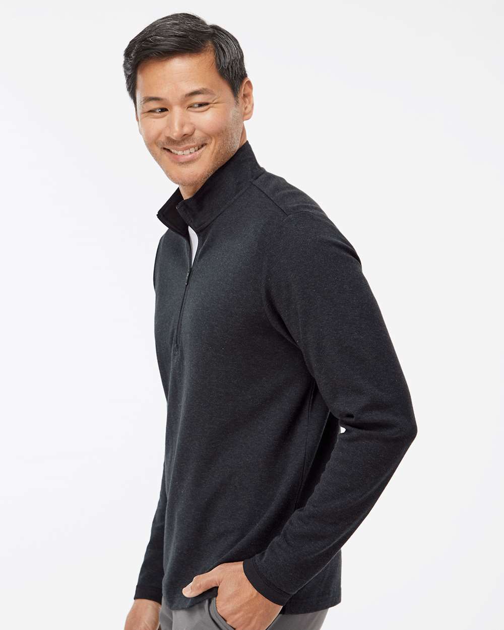 Adidas-A554-3-Stripes Quarter-Zip Sweater - Image 12