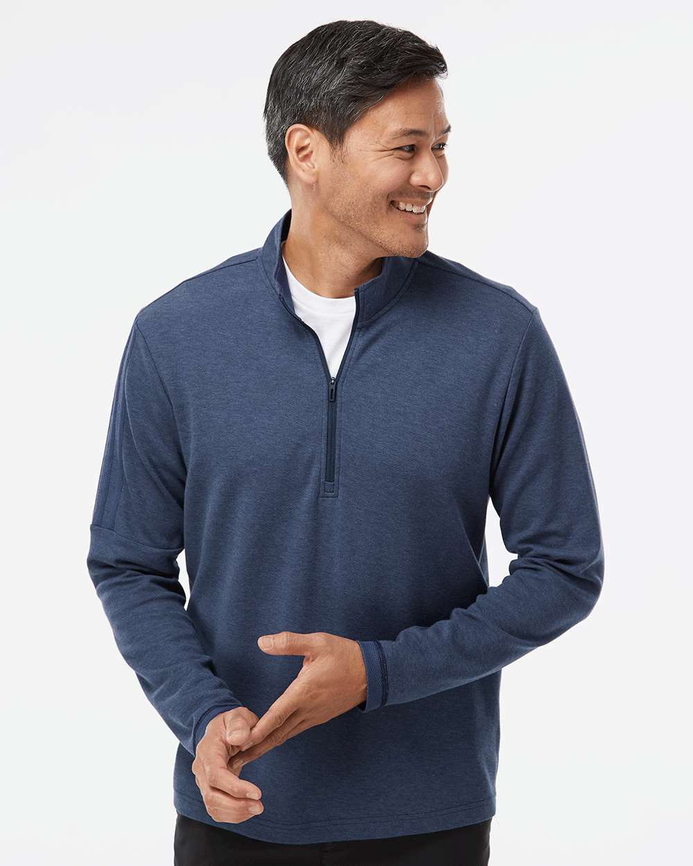 Adidas-A554-3-Stripes Quarter-Zip Sweater - Image 17