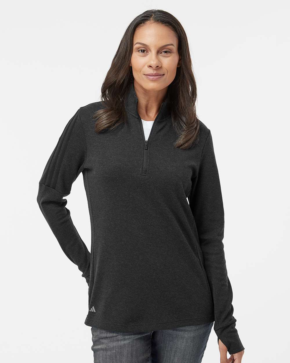 Adidas-A555-Women's 3-Stripes Quarter-Zip Sweater - Image 11