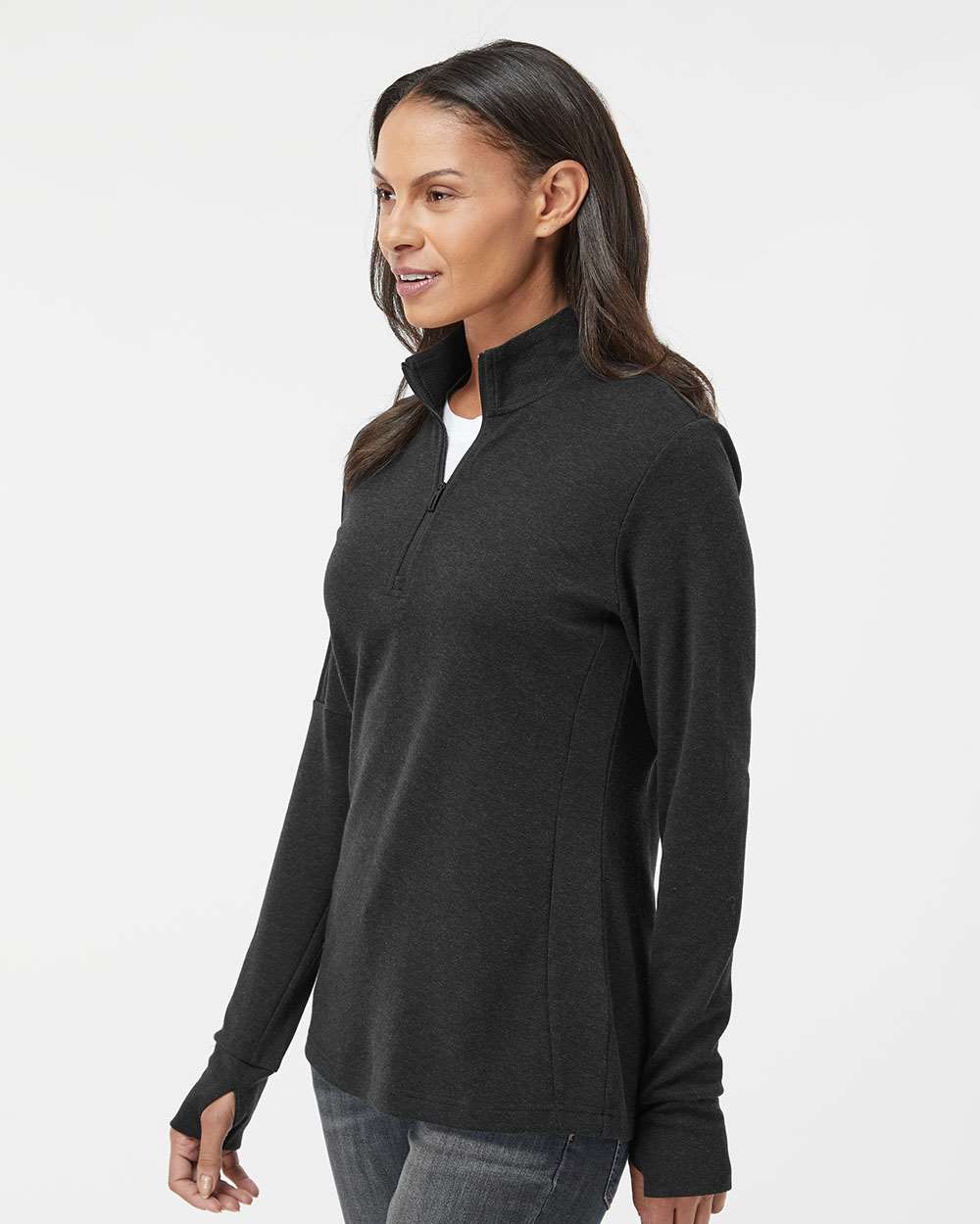 Adidas-A555-Women's 3-Stripes Quarter-Zip Sweater - Image 12