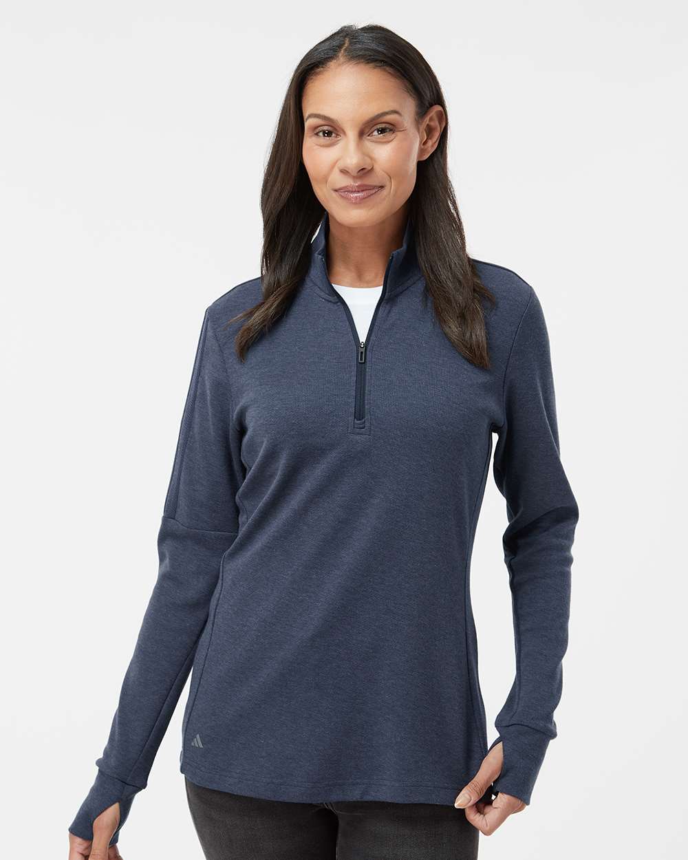 Adidas-A555-Women's 3-Stripes Quarter-Zip Sweater - Image 17