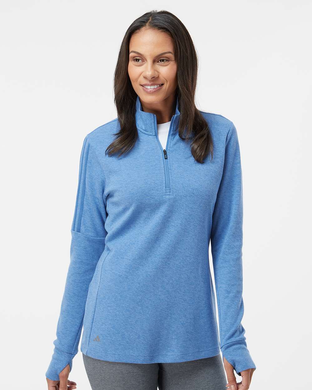 Adidas-A555-Women's 3-Stripes Quarter-Zip Sweater - Image 23