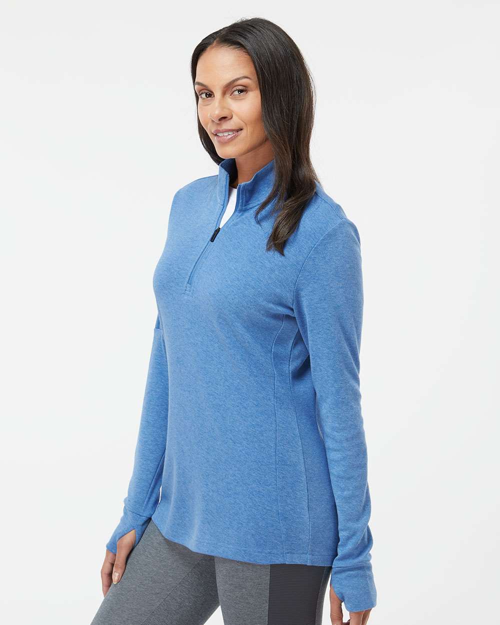 Adidas-A555-Women's 3-Stripes Quarter-Zip Sweater - Image 24