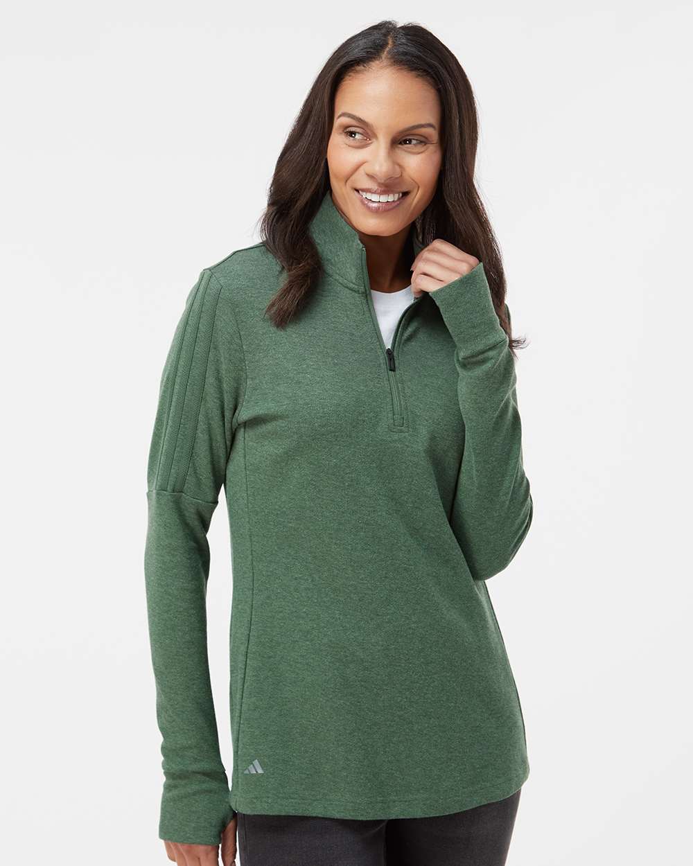 Adidas-A555-Women's 3-Stripes Quarter-Zip Sweater - Image 29