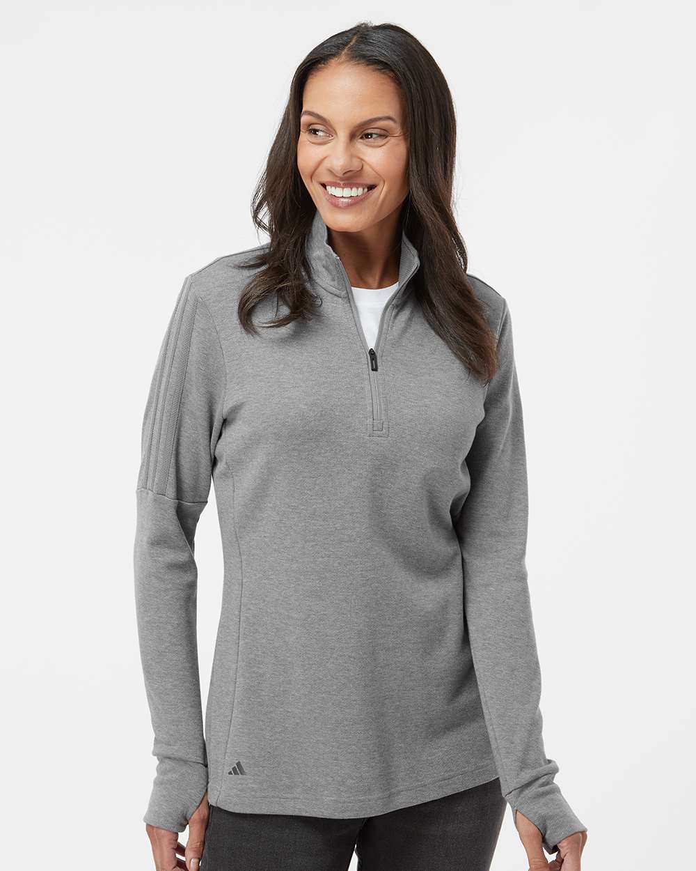 Adidas-A555-Women's 3-Stripes Quarter-Zip Sweater - Image 35
