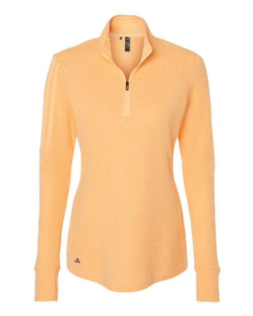 Adidas-A555-Women's 3-Stripes Quarter-Zip Sweater - Image 38