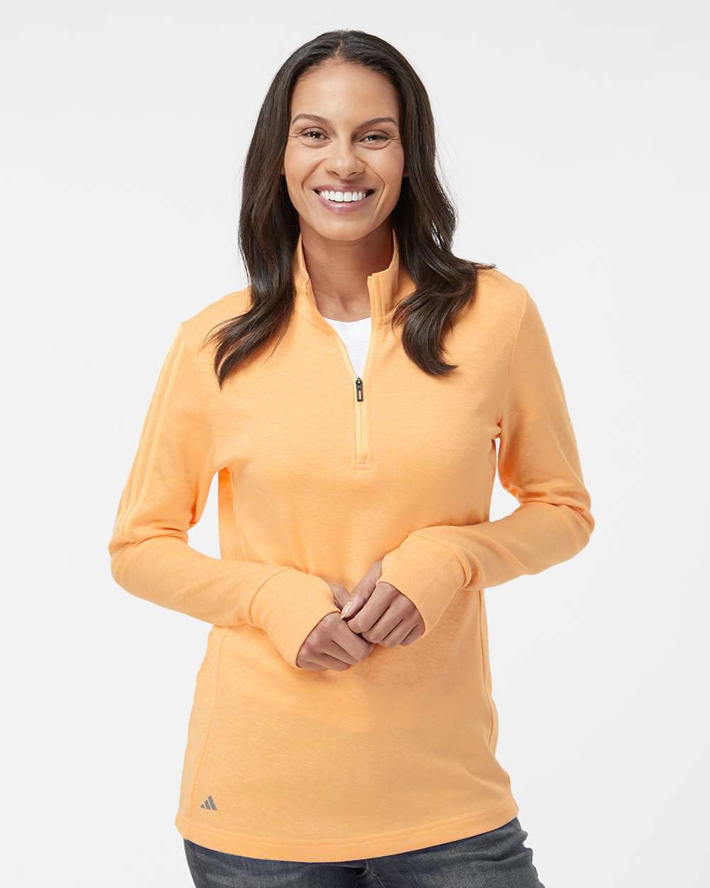 Adidas-A555-Women's 3-Stripes Quarter-Zip Sweater - Image 4