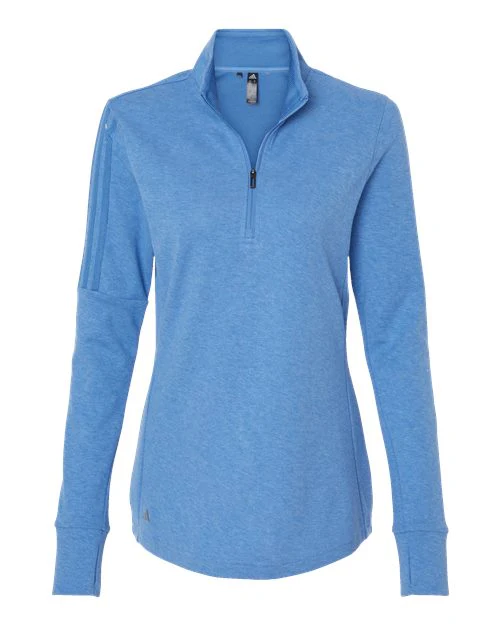 Adidas-A555-Women's 3-Stripes Quarter-Zip Sweater - Image 41