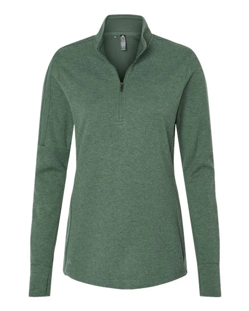 Adidas-A555-Women's 3-Stripes Quarter-Zip Sweater - Image 42