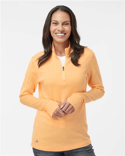 Adidas-A555-Women's 3-Stripes Quarter-Zip Sweater - Image 43