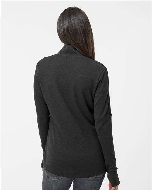 Adidas-A555-Women's 3-Stripes Quarter-Zip Sweater - Image 48