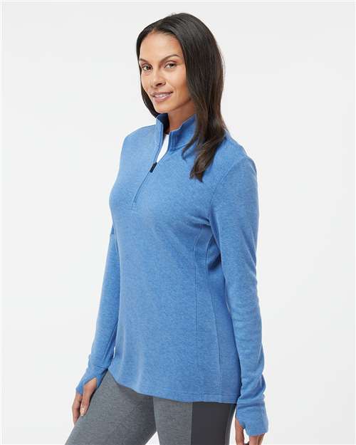 Adidas-A555-Women's 3-Stripes Quarter-Zip Sweater - Image 50
