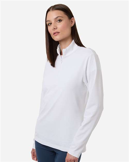 Adidas-A709-Women's Textured Stripe Quarter-Zip Pullover - Image 12
