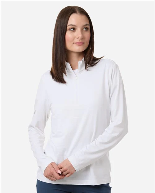 Adidas-A709-Women's Textured Stripe Quarter-Zip Pullover - Image 2