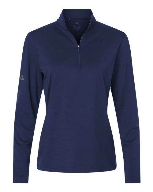 Adidas-A709-Women's Textured Stripe Quarter-Zip Pullover - Image 3