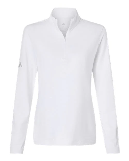 Adidas-A709-Women's Textured Stripe Quarter-Zip Pullover - Image 4