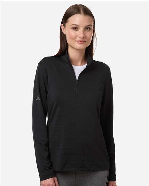 Adidas-A709-Women's Textured Stripe Quarter-Zip Pullover - Image 5