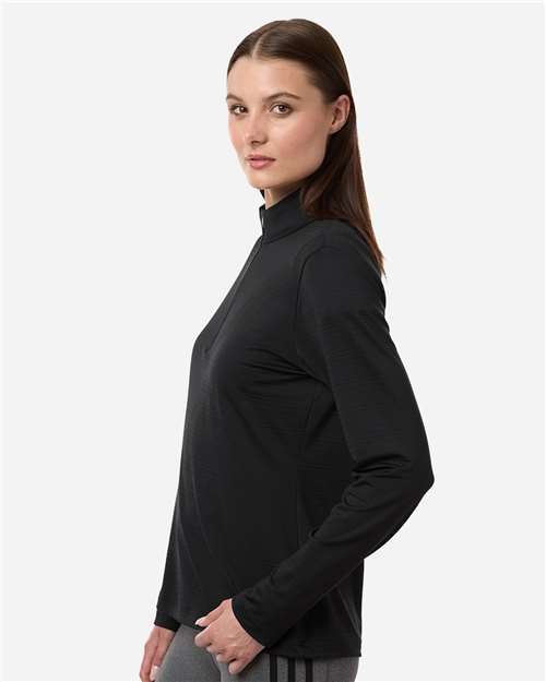 Adidas-A709-Women's Textured Stripe Quarter-Zip Pullover - Image 6