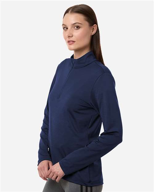 Adidas-A709-Women's Textured Stripe Quarter-Zip Pullover - Image 9