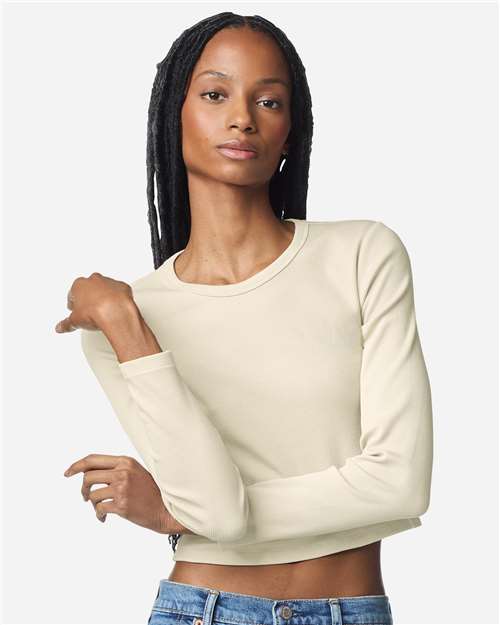 American Apparel-BR2107-Women's Baby Rib Long Sleeve Cropped Tee - Image 11