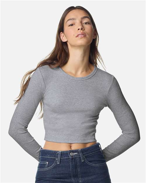 American Apparel-BR2107-Women's Baby Rib Long Sleeve Cropped Tee - Image 14