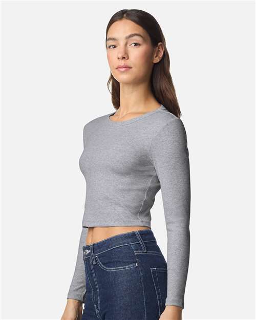 American Apparel-BR2107-Women's Baby Rib Long Sleeve Cropped Tee - Image 15