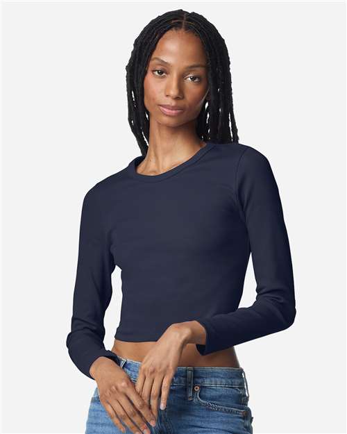 American Apparel-BR2107-Women's Baby Rib Long Sleeve Cropped Tee - Image 17