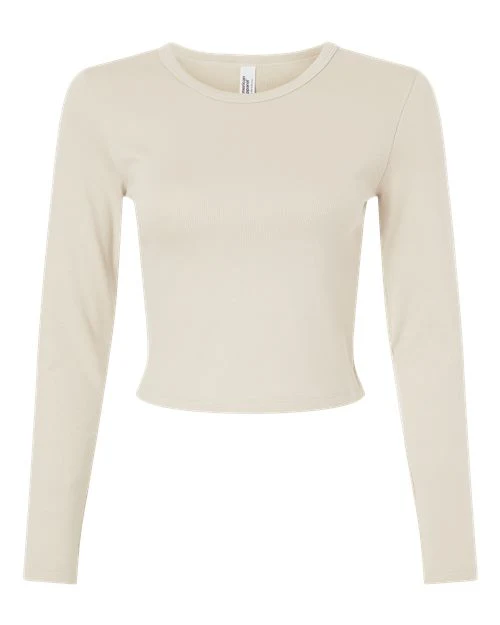 American Apparel-BR2107-Women's Baby Rib Long Sleeve Cropped Tee - Image 3