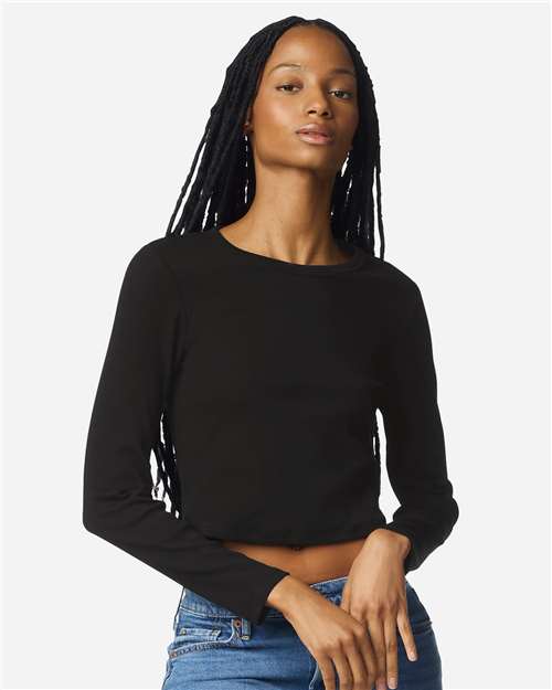 American Apparel-BR2107-Women's Baby Rib Long Sleeve Cropped Tee - Image 8