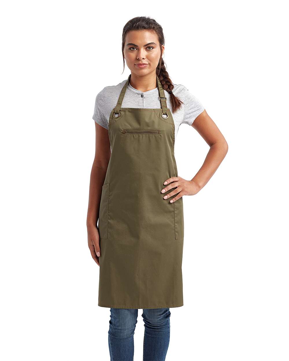 Artisan Collection by Reprime-RP121-Barley Recycled Bib Apron with Pocket - Image 11