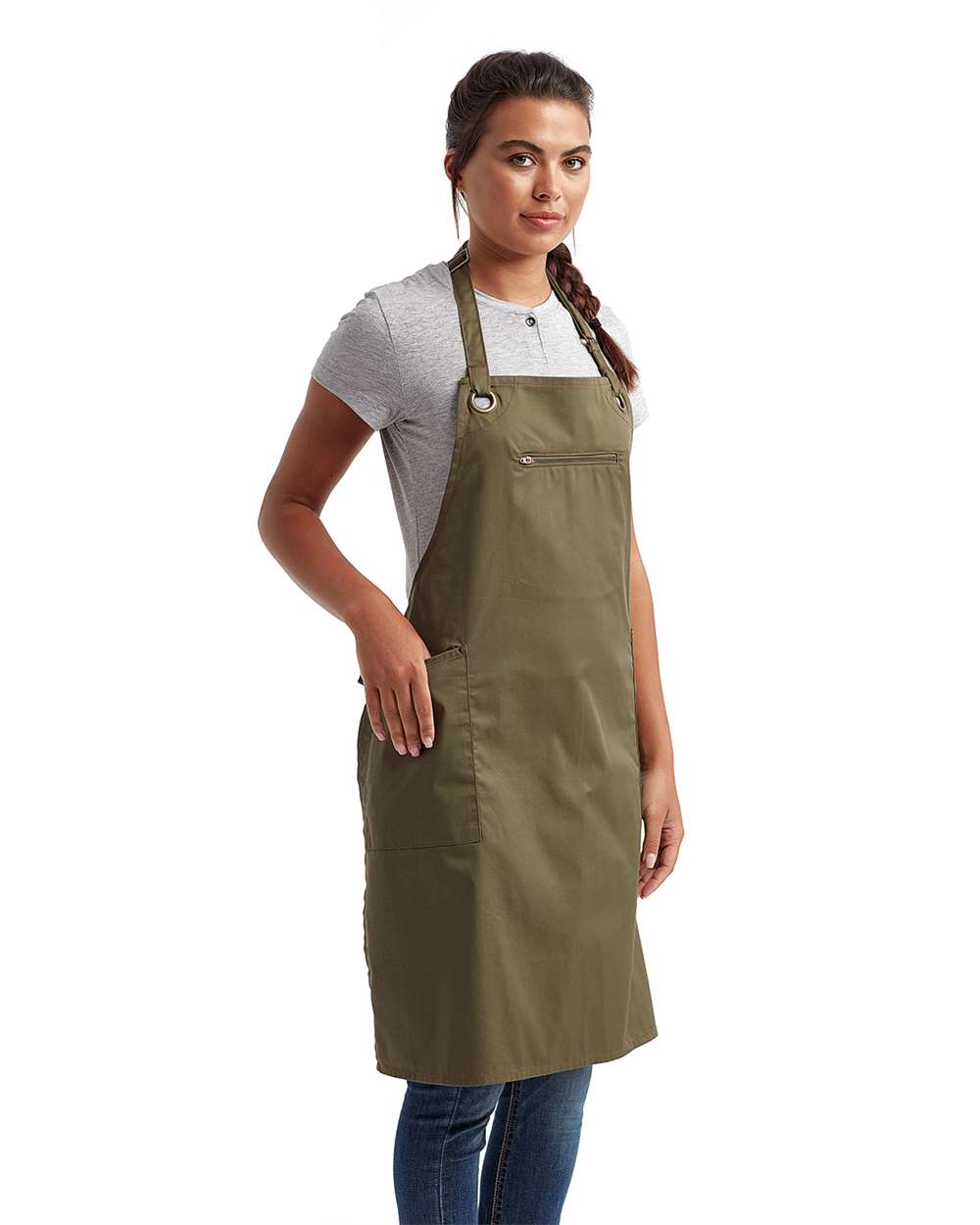 Artisan Collection by Reprime-RP121-Barley Recycled Bib Apron with Pocket - Image 12