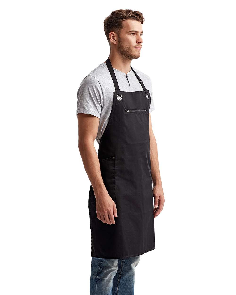Artisan Collection by Reprime-RP121-Barley Recycled Bib Apron with Pocket - Image 2