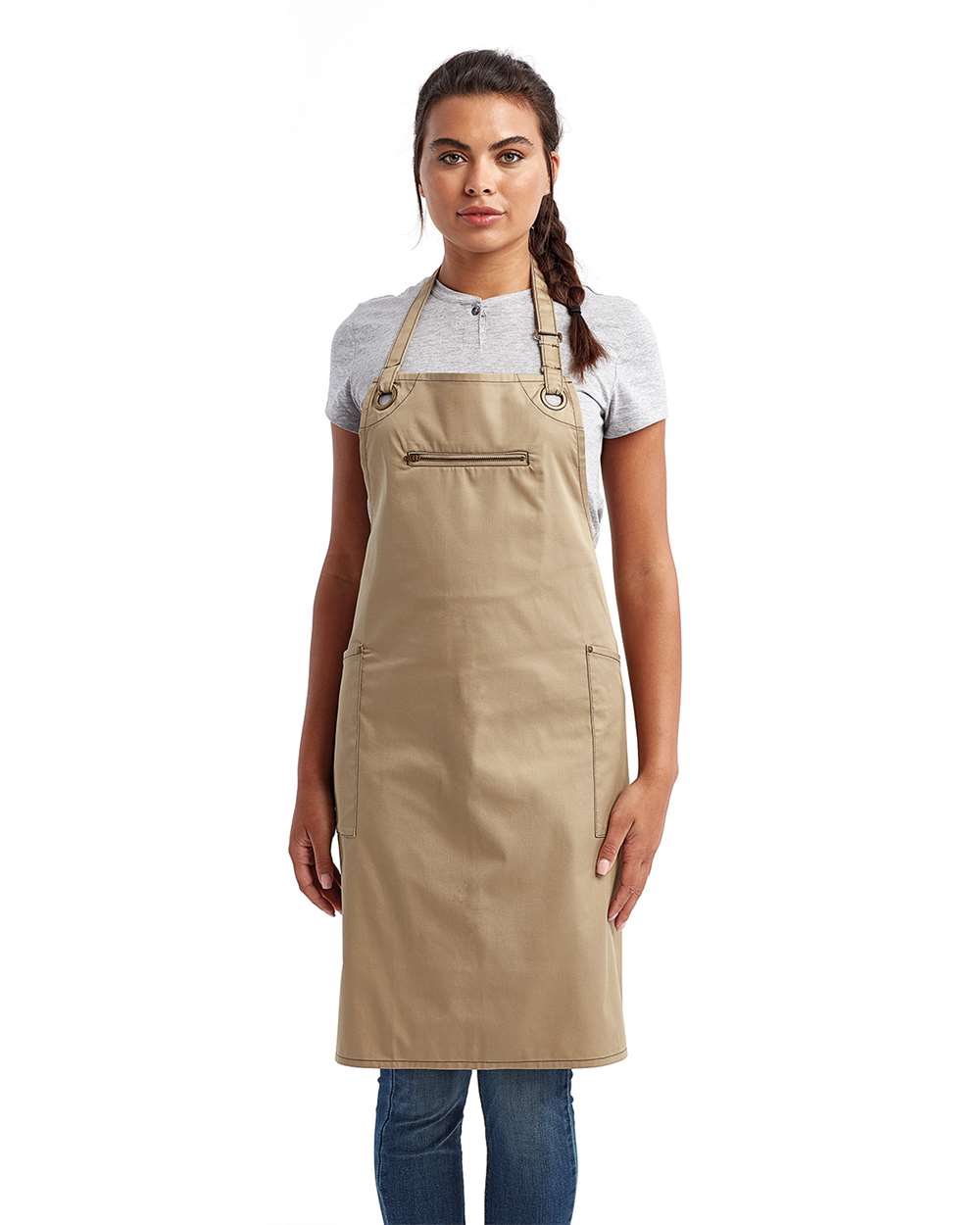 Artisan Collection by Reprime-RP121-Barley Recycled Bib Apron with Pocket - Image 5