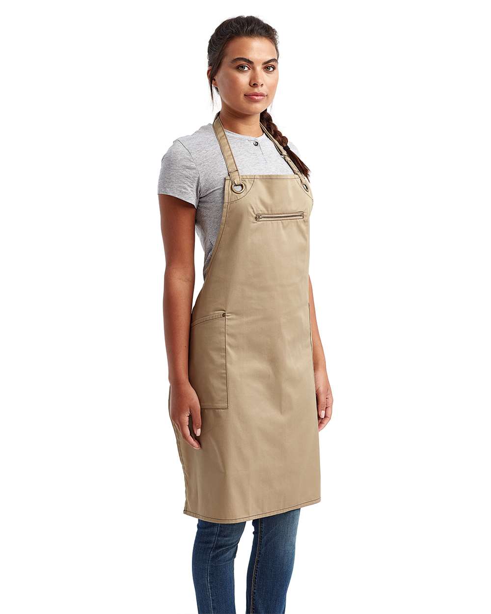 Artisan Collection by Reprime-RP121-Barley Recycled Bib Apron with Pocket - Image 6