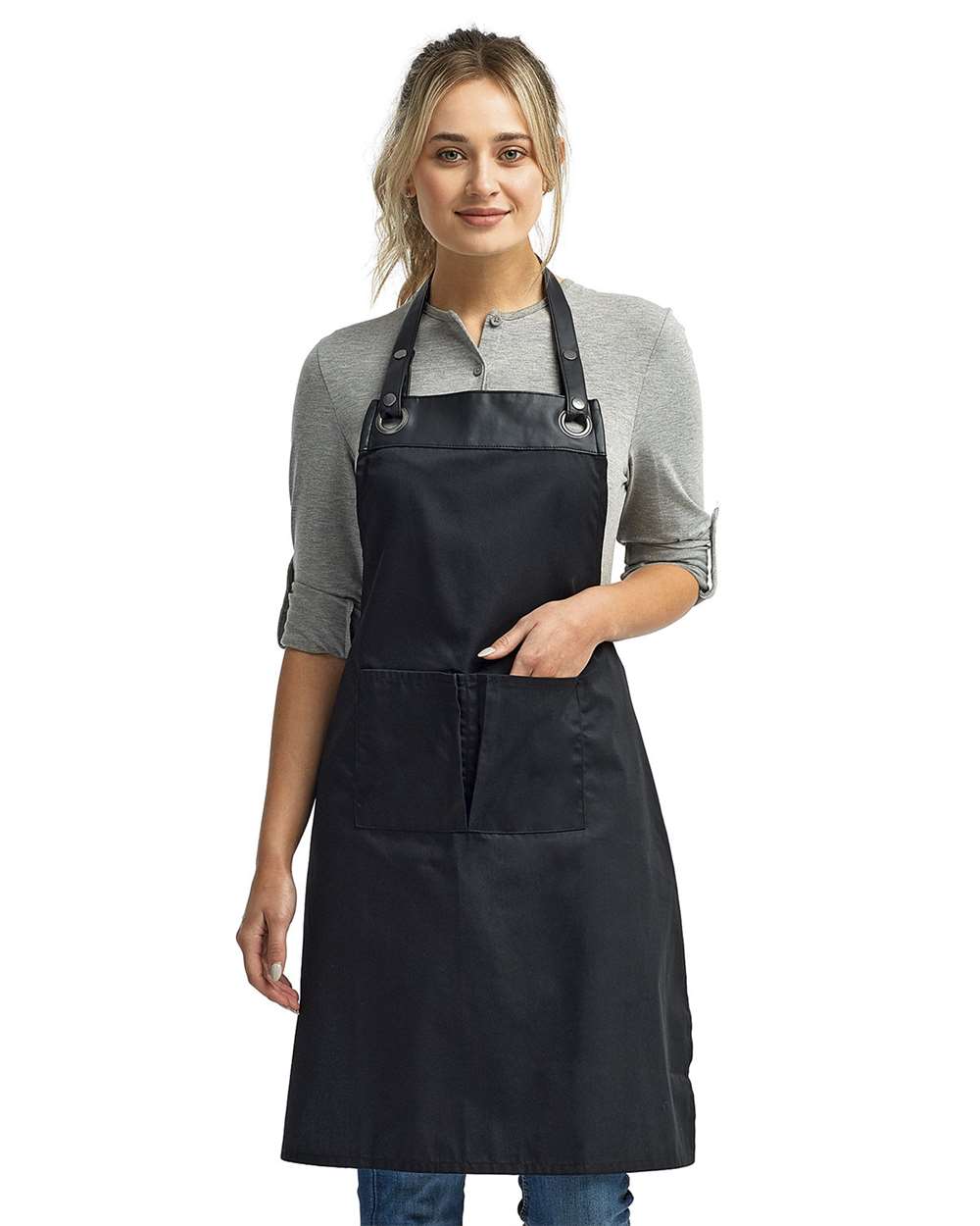 Artisan Collection by Reprime-RP123-Espresso Bib Apron with Pocket - Image 2