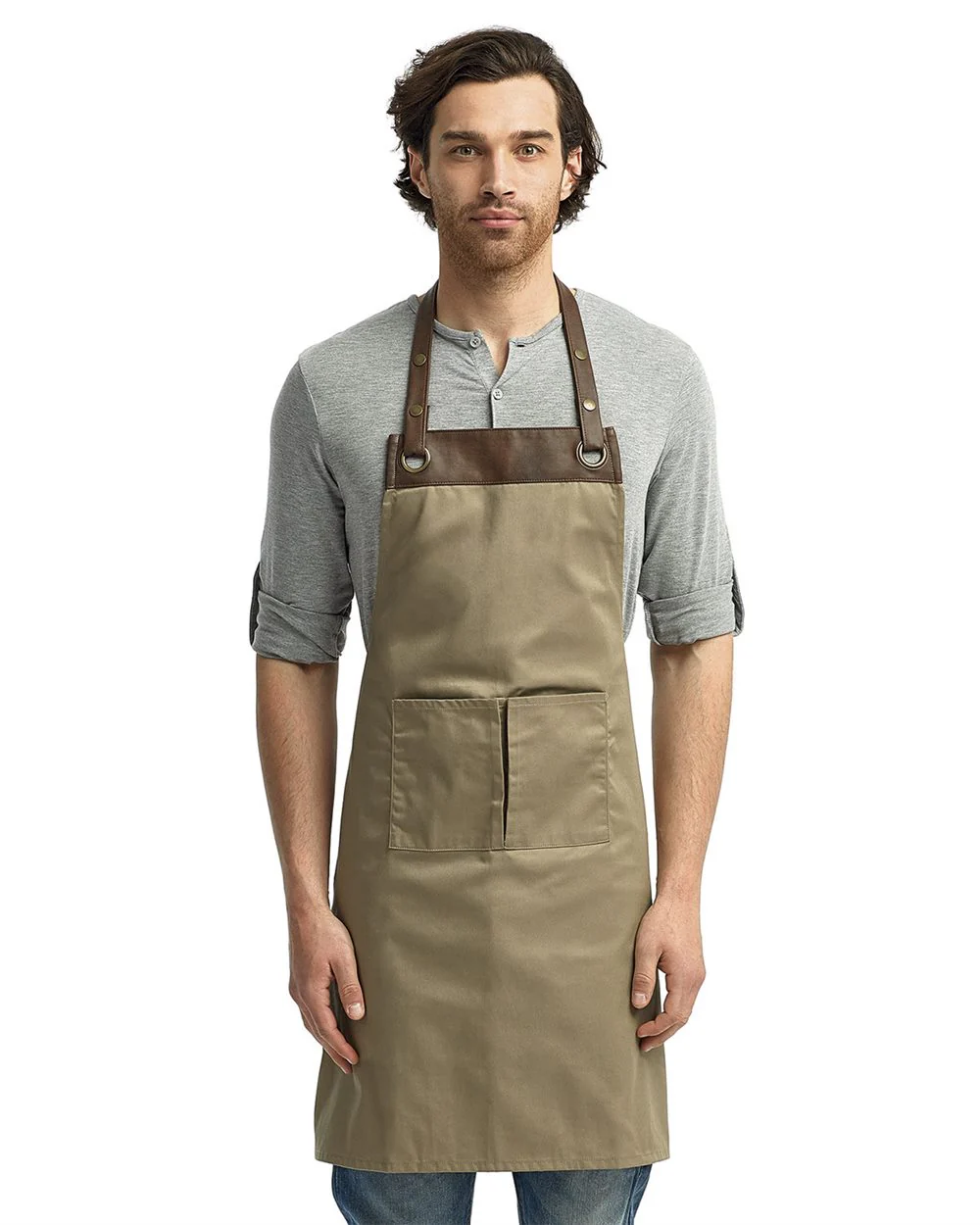 Artisan Collection by Reprime-RP123-Espresso Bib Apron with Pocket - Image 5