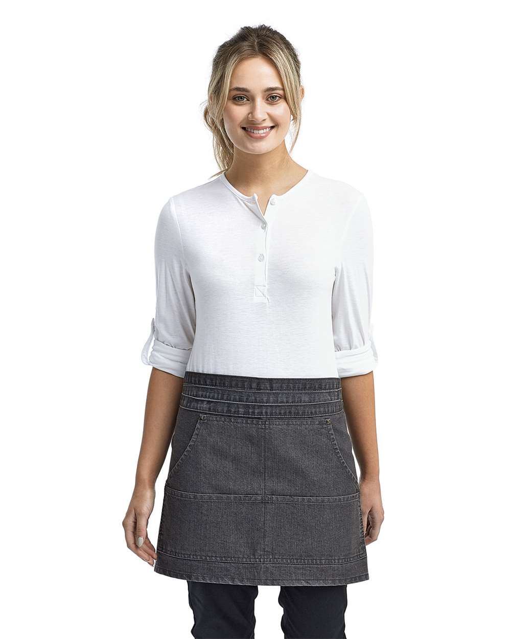 Artisan Collection by Reprime-RP125-Four-Pocket Jeans Stitch Denim Waist Apron - Image 2