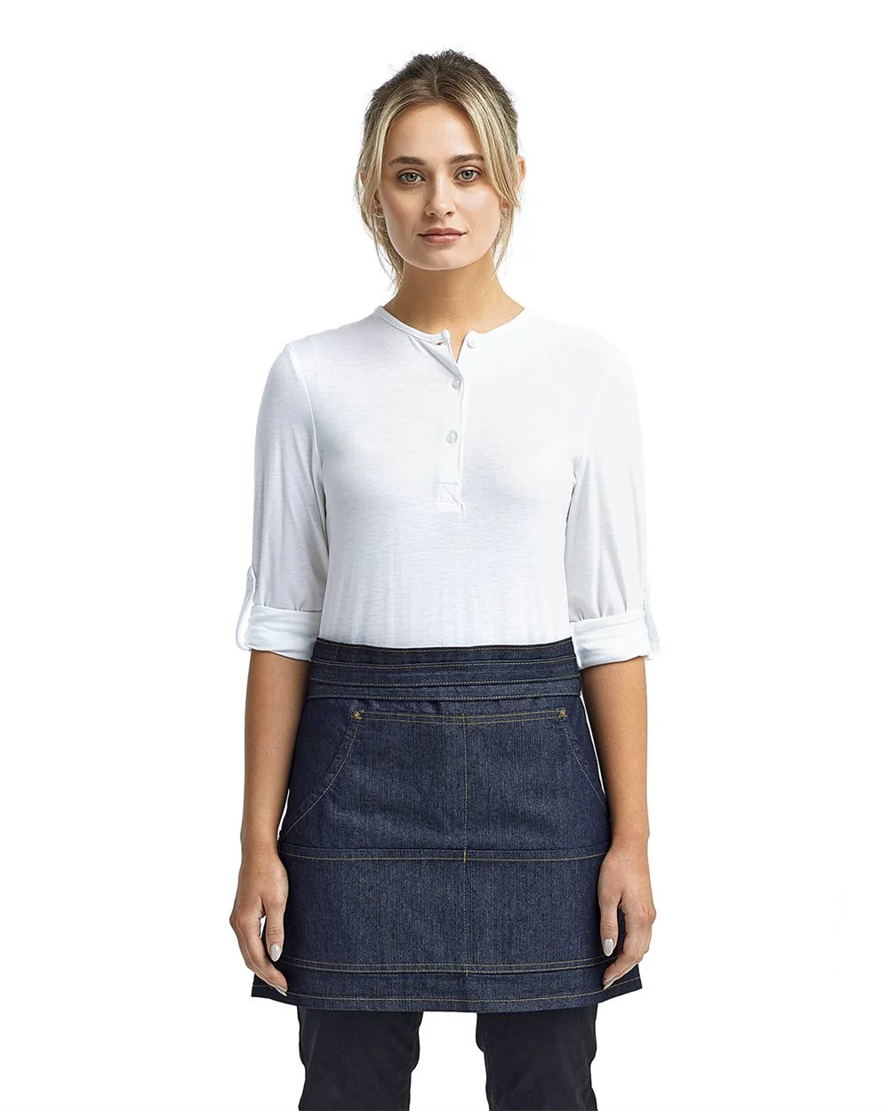 Artisan Collection by Reprime-RP125-Four-Pocket Jeans Stitch Denim Waist Apron - Image 5