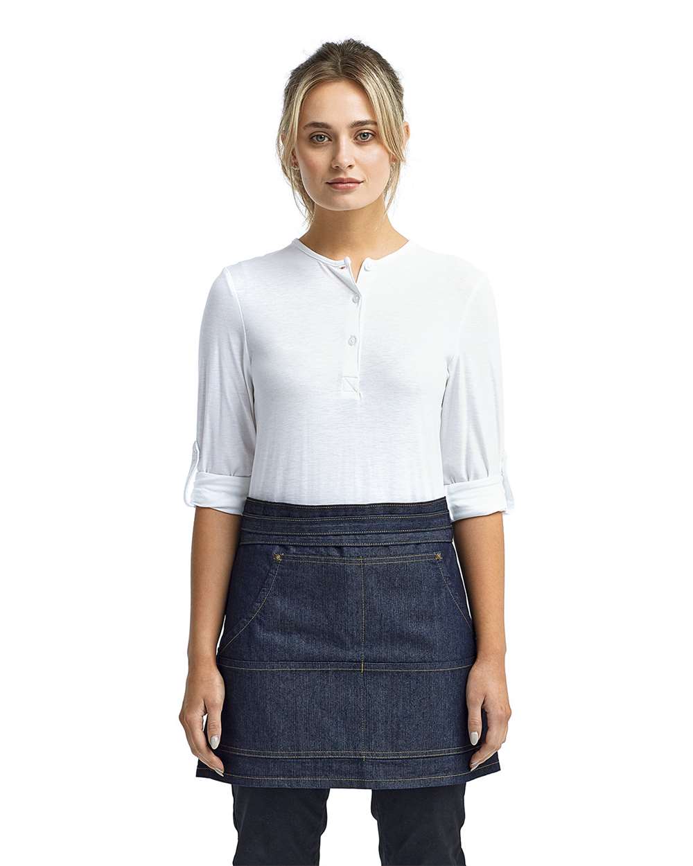 Artisan Collection by Reprime-RP125-Four-Pocket Jeans Stitch Denim Waist Apron - Image 7
