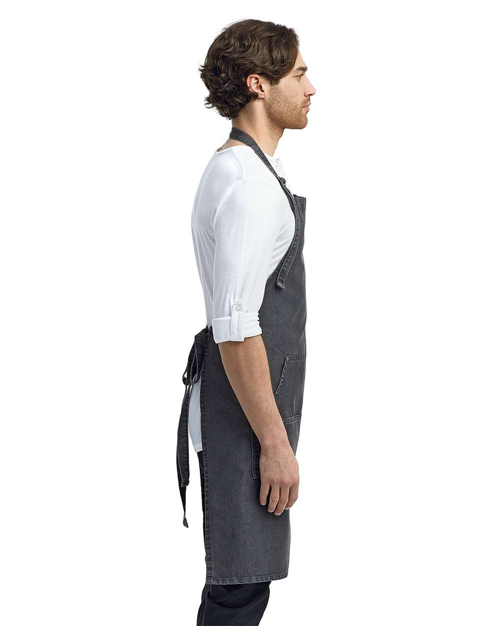 Artisan Collection by Reprime-RP126-Jeans Stitch Denim Bib Apron with Pockets - Image 3