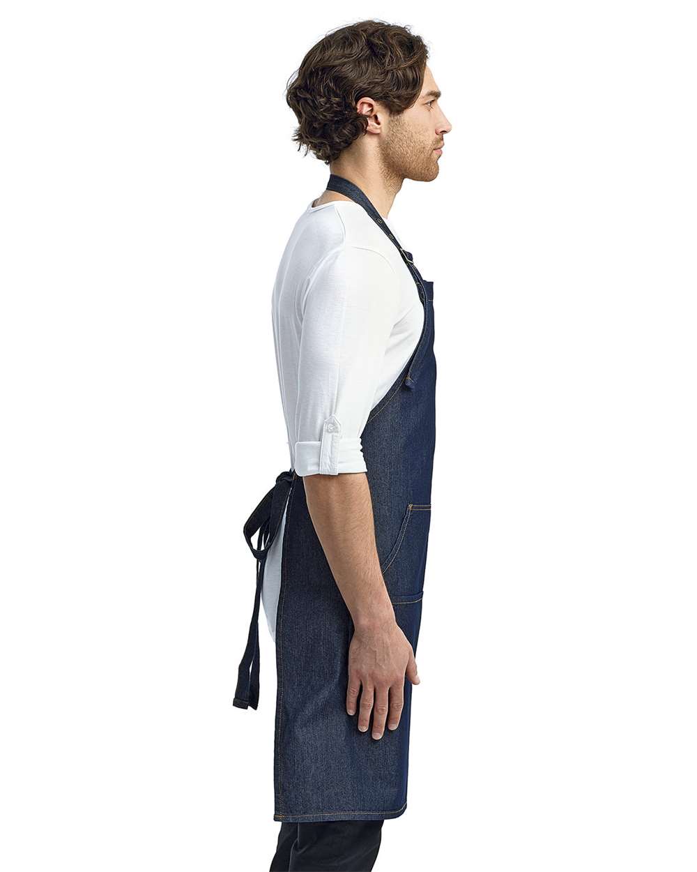 Artisan Collection by Reprime-RP126-Jeans Stitch Denim Bib Apron with Pockets - Image 8