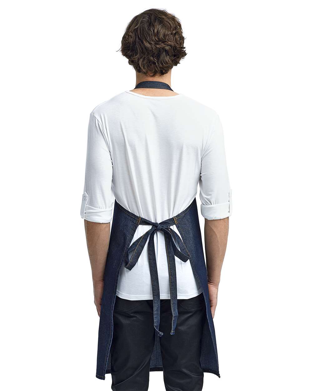 Artisan Collection by Reprime-RP126-Jeans Stitch Denim Bib Apron with Pockets - Image 9