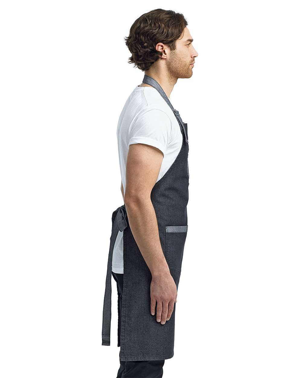 Artisan Collection by Reprime-RP127-Domain Contrast Denim Bib Apron with Pockets - Image 3
