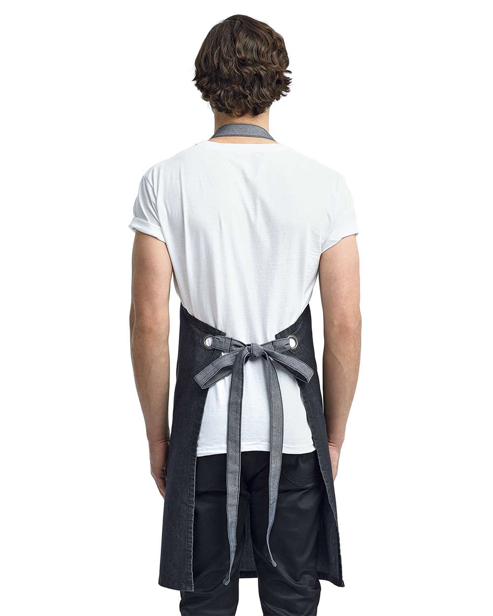Artisan Collection by Reprime-RP127-Domain Contrast Denim Bib Apron with Pockets - Image 4